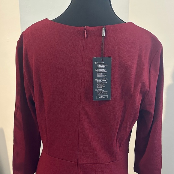 Elegant Burgundy Lace-Trim Dress - Picture 4 of 4